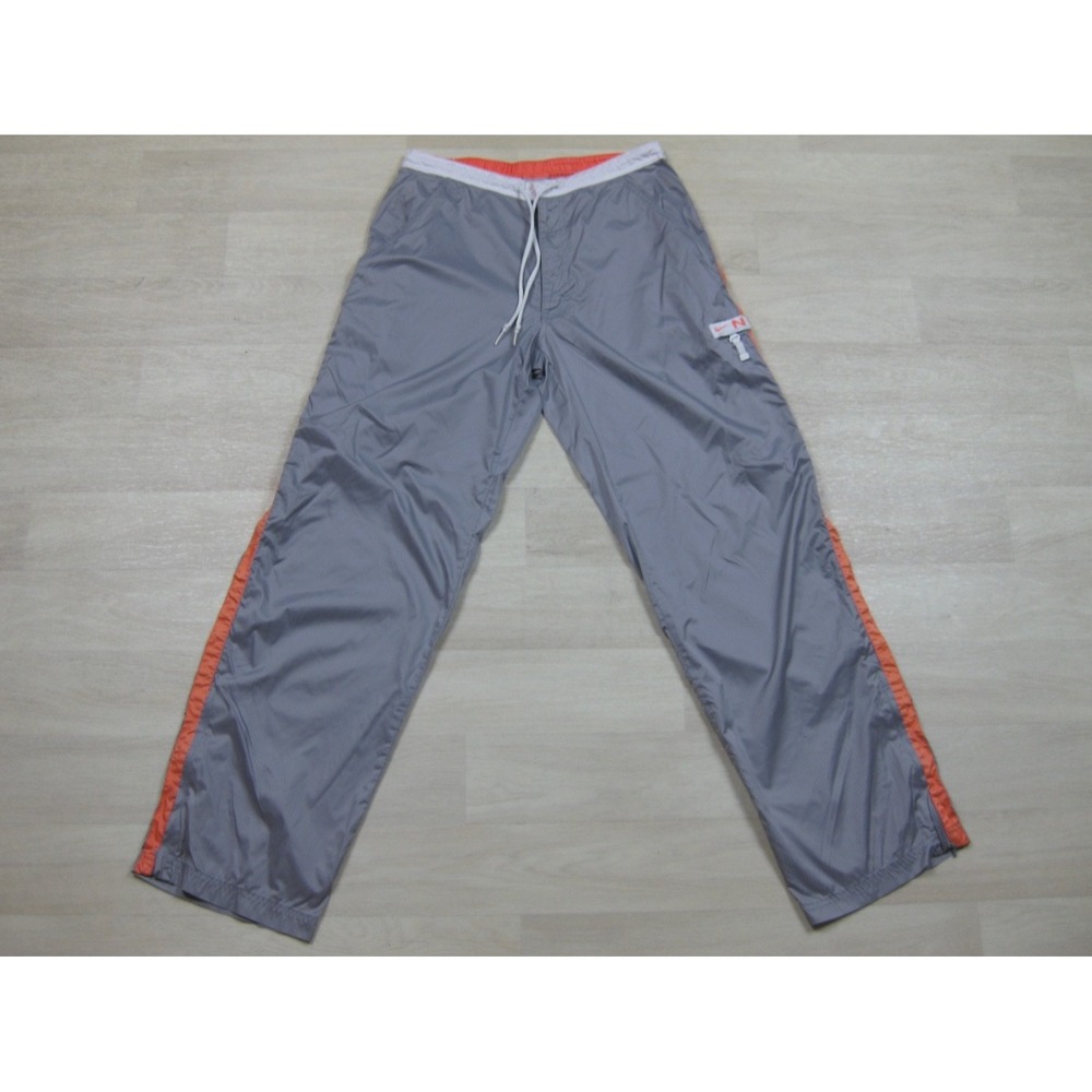 Vintage Y2K Nike Nylon Track Pants Womens (M) Athletic Silver Ankle Zip